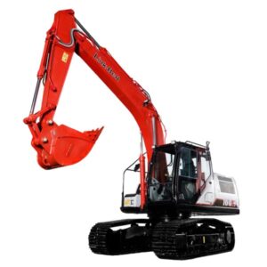 A red and white excavator with a large bucket on a white background. The excavator sits on a slight angle with its tracks extended. There are markings on the side that include "Link-Belt" and "X4".