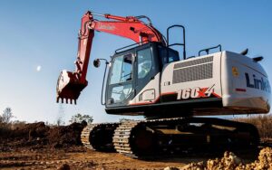 Link-Belt 160X4 excavator working on a dirt site,